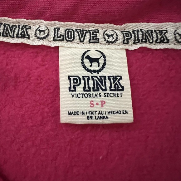 Victoria's Secret PINK Dog & Love Pink Back Logo 1/4 Zip Sweatshirt - Size SP - Picture 6 of 7